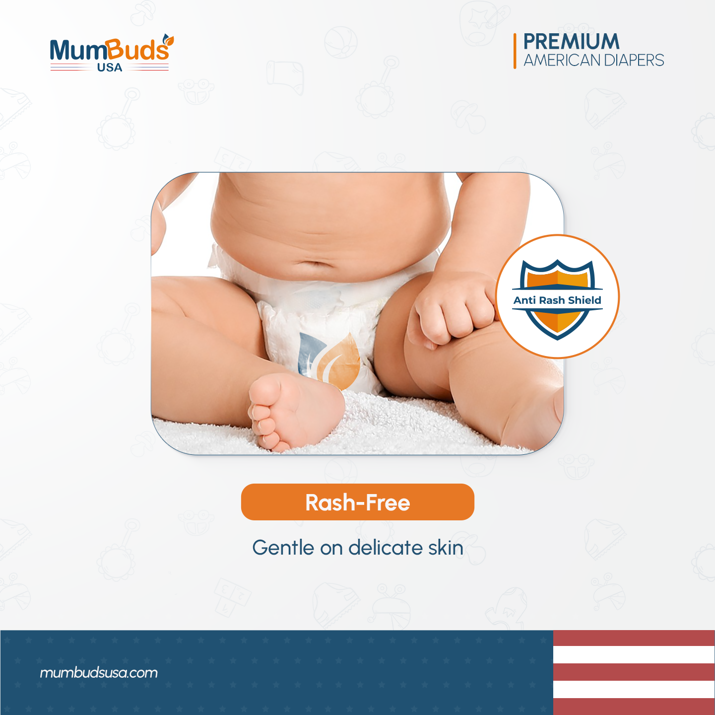 MumBuds USA ZIPLOCK PACK Ultrathin Baby Diapers 1 NewBorn (2–5kg) – 22 pcs Tape Style