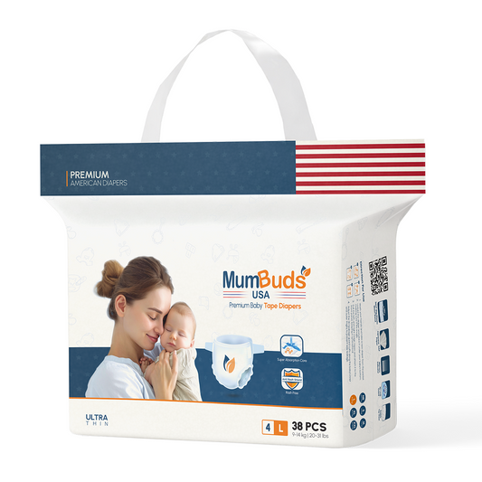 MumBuds USA ZIPLOCK PACK Ultrathin Baby Diapers 4 Large (9–14 kg) – 38 pcs Tape Style