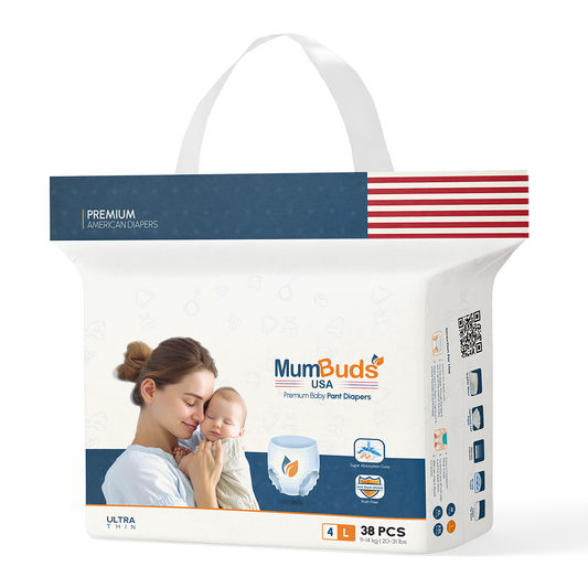 MumBuds USA ZIPLOCK PACK Ultrathin Baby Diapers 4 Large (9-14kg) – 38 pcs Pant Style