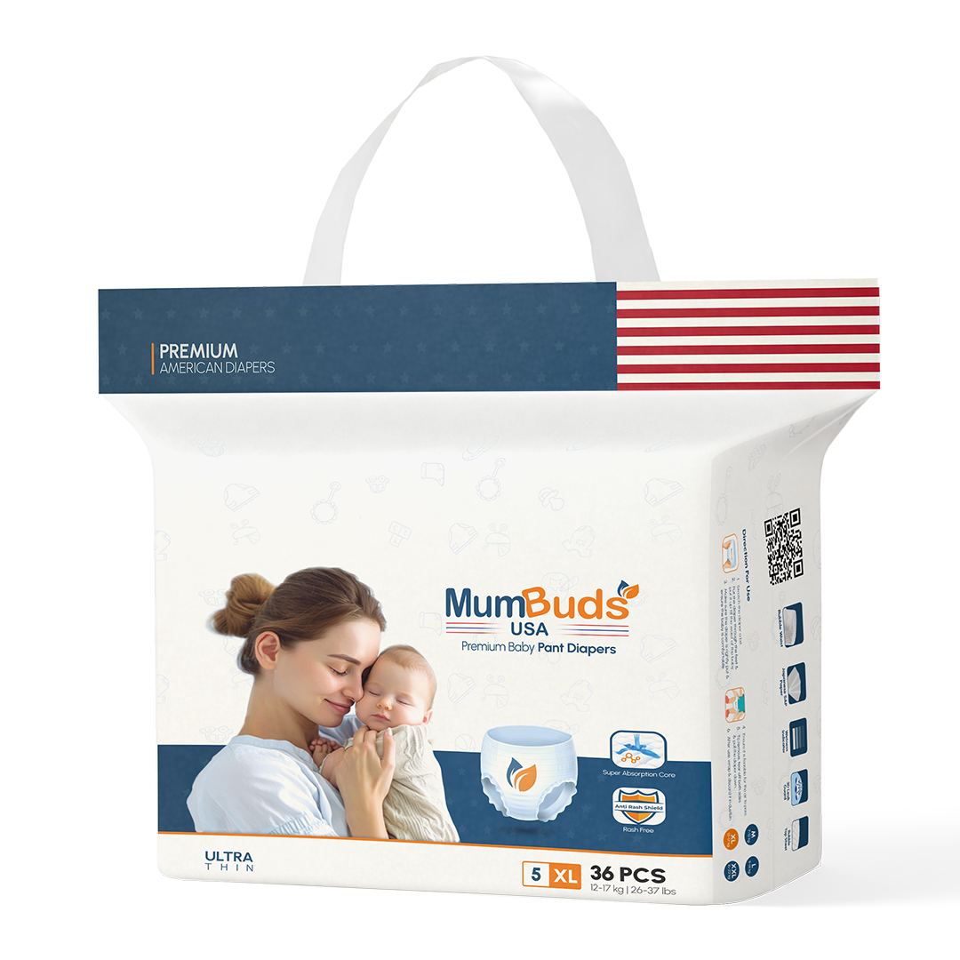 MumBuds USA ZIPLOCK PACK Ultrathin Baby Diapers 5 XL (12-17kg) – 36 pcs Pant Style